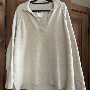 Aerie Cream V-Neck Sweater